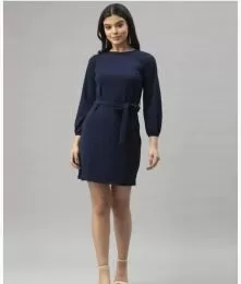 Comfy Crepe Solid Western Dress