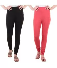 Women Slim Fit Soft Cotton Leggings Pack Of 2