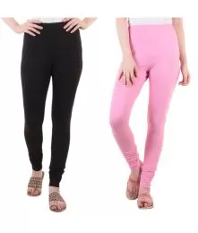 Women Slim Fit Soft Cotton Leggings Pack Of 2