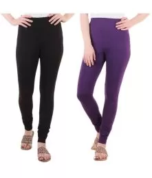 Women Slim Fit Soft Cotton Leggings Pack Of 2