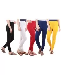 Women Slim Fit Soft Cotton Leggings Pack Of 5