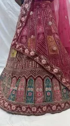 Beautiful Window look hot pink bridal lehenga