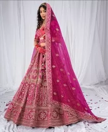 Rani velvet bridal lehenga 