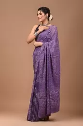 Hand block printed cotton sari