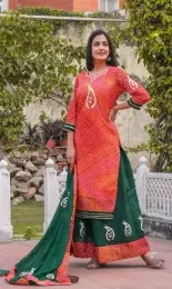 Bhandej Kurti With Skirt