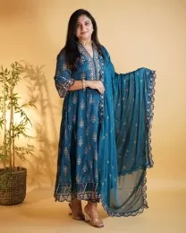 Elegant Printed Anarkali Suit Set