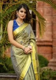 Pure Tissue Linen Saree
