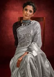 Pure Tissue Linen Saree