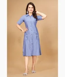 Beautiful Stitiched Cotton Blue A-Line Gown Collection