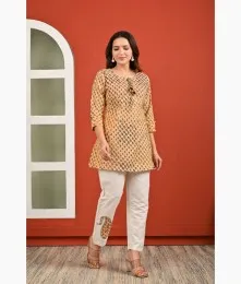 Attractive Patchwork Cotton Off-White Co-Ord Set