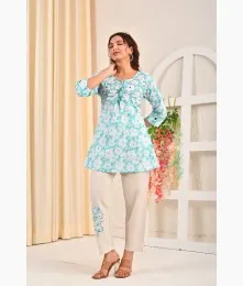 Outstanding Patchwork Cotton Blue Co-Ord Set