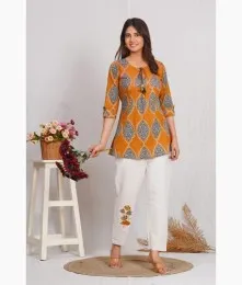 Elegant Patchwork Cotton Orange Co-Ord Set