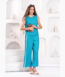 Beautiful Stitiched Rayon Blue Co-Ord Set