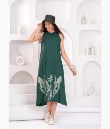 Attractive Elegant Green Rayon Dress Collection