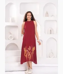 Attractive Elegant Maroon Rayon Dress Collection