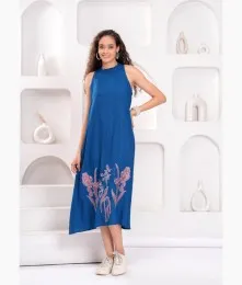 Attractive Elegant Blue Rayon Dress Collection