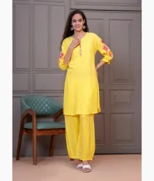 Beautiful Elegant Rayon Yellow Co-Ord Collection