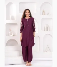 Beautiful Elegant Rayon Purple Co-Ord Collection