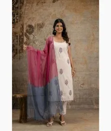 Attractive Stitched Cotton White Suit Collection