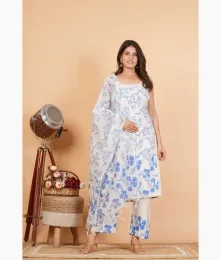 Lovely Stitched Cotton White Suit Collection