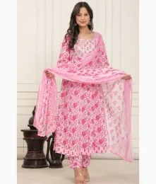 Elegant Stitched Cotton Pink Anarkali Suit Collection