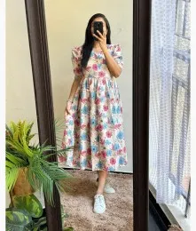 Beautiful Printed Cotton Off-White Middi Collection