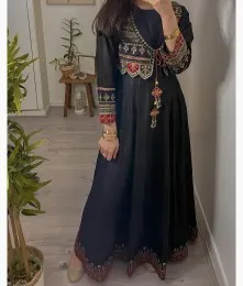 Beautiful Stitiched Embroidery Silk Black Anarkali Gown Collection